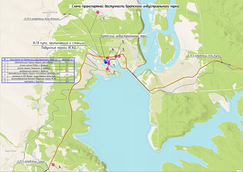 СХЕМА транспортной доступности Братского индустриального парка